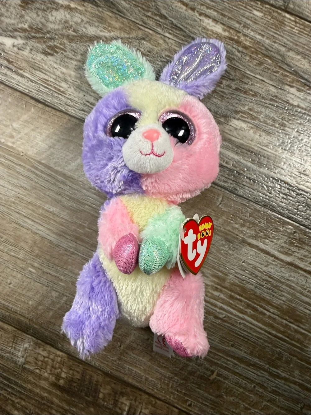 TY Beanie Baby Bloom Pastel Bunny Plush - Multicolor Small Pet Toy